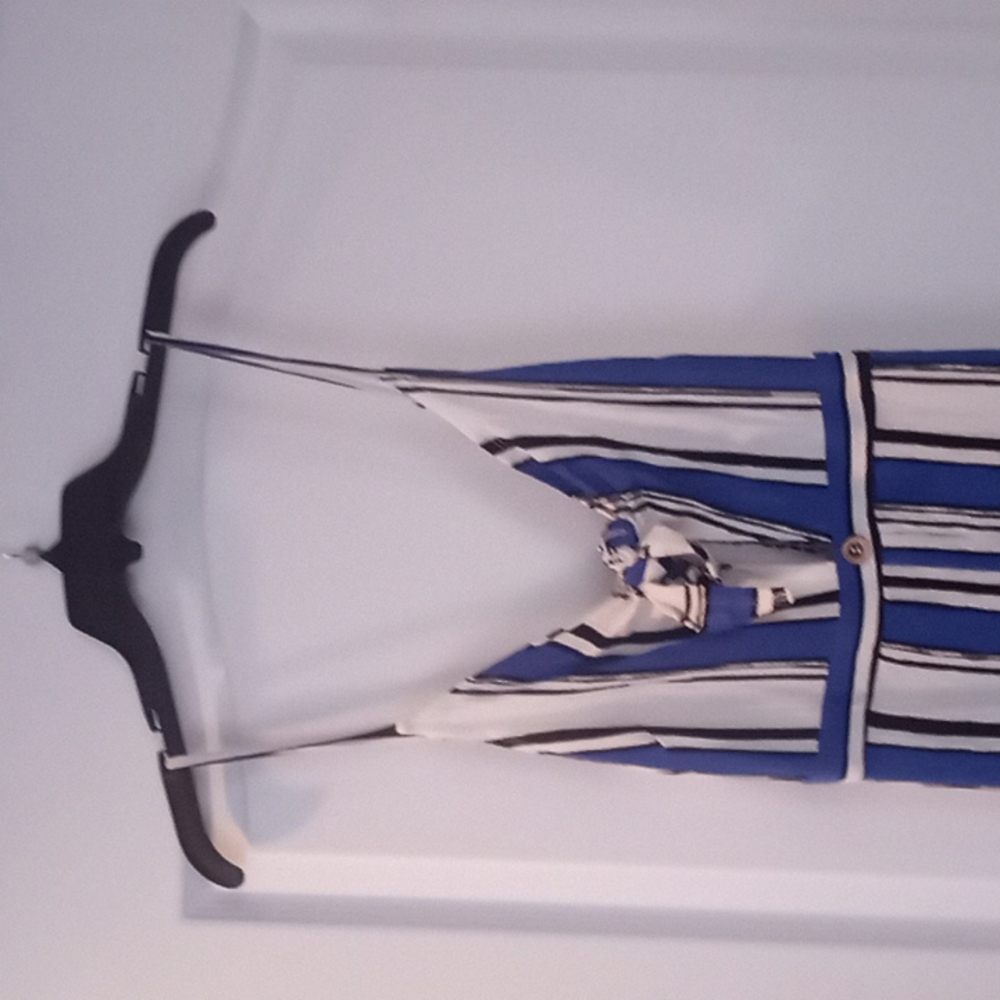 Blue and white striped dress, size L